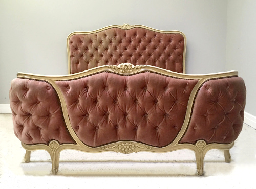 vintage french upholstered double bed